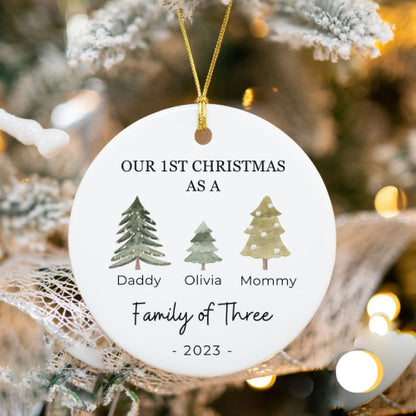 Family of Three Christmas Ornament - Family of 3-6 Family Ornament