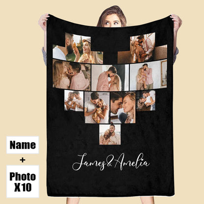 Custom 10 Photos Fleece Blankets Names Blanket For Family