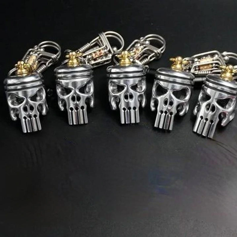 Piston Art Skull Keychain