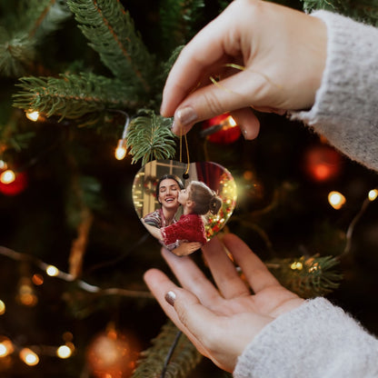 Personalized Photo Christmas Ornament  - Custom 3" Ceramic, Heart