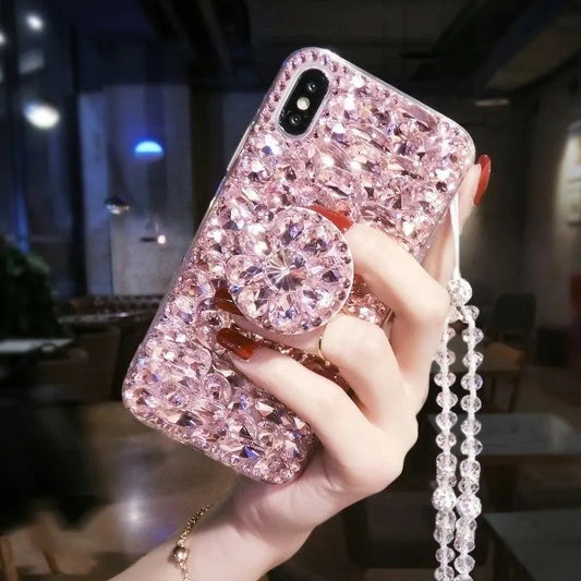 Handmade rhinestone holder phone case