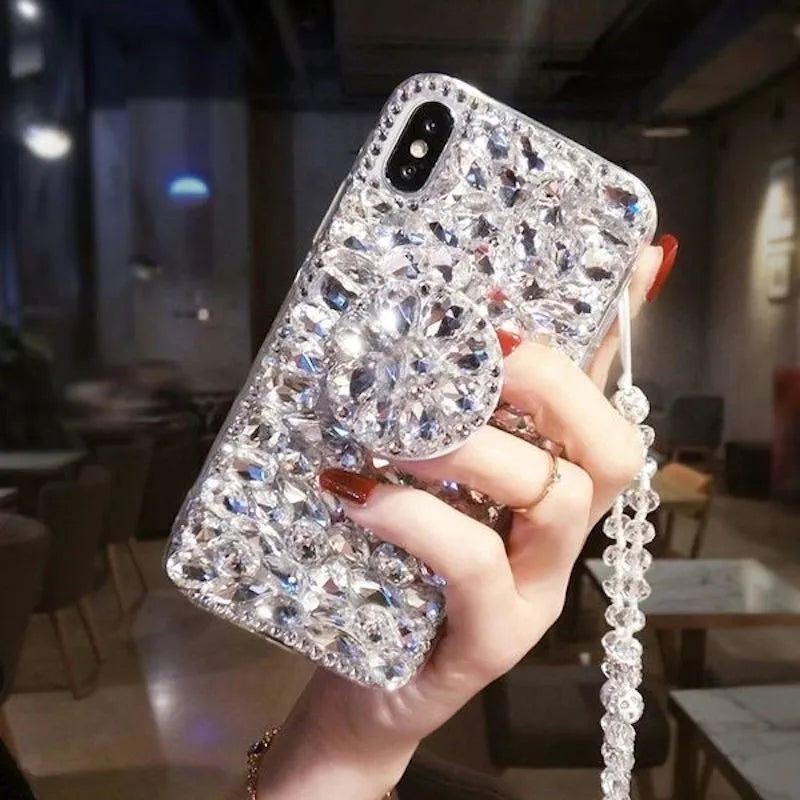 Handmade rhinestone holder phone case