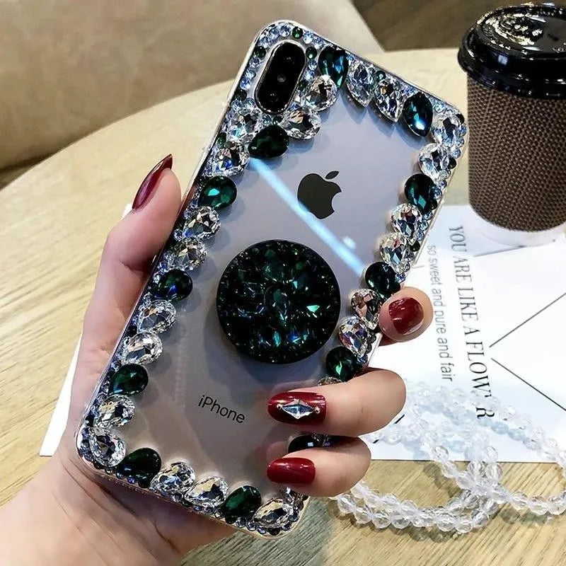 Handmade rhinestone holder phone case