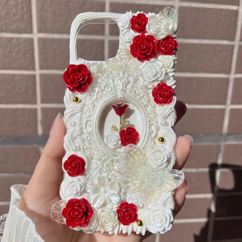 DIY handmade Barrack bow cream glue mobile phone case