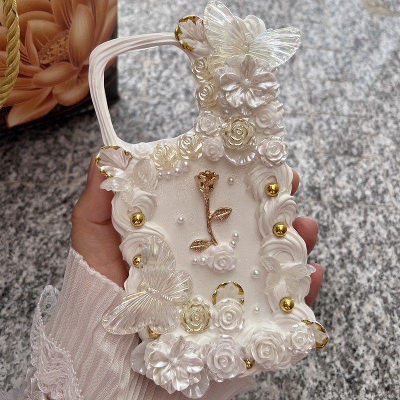 DIY handmade Barrack bow cream glue mobile phone case