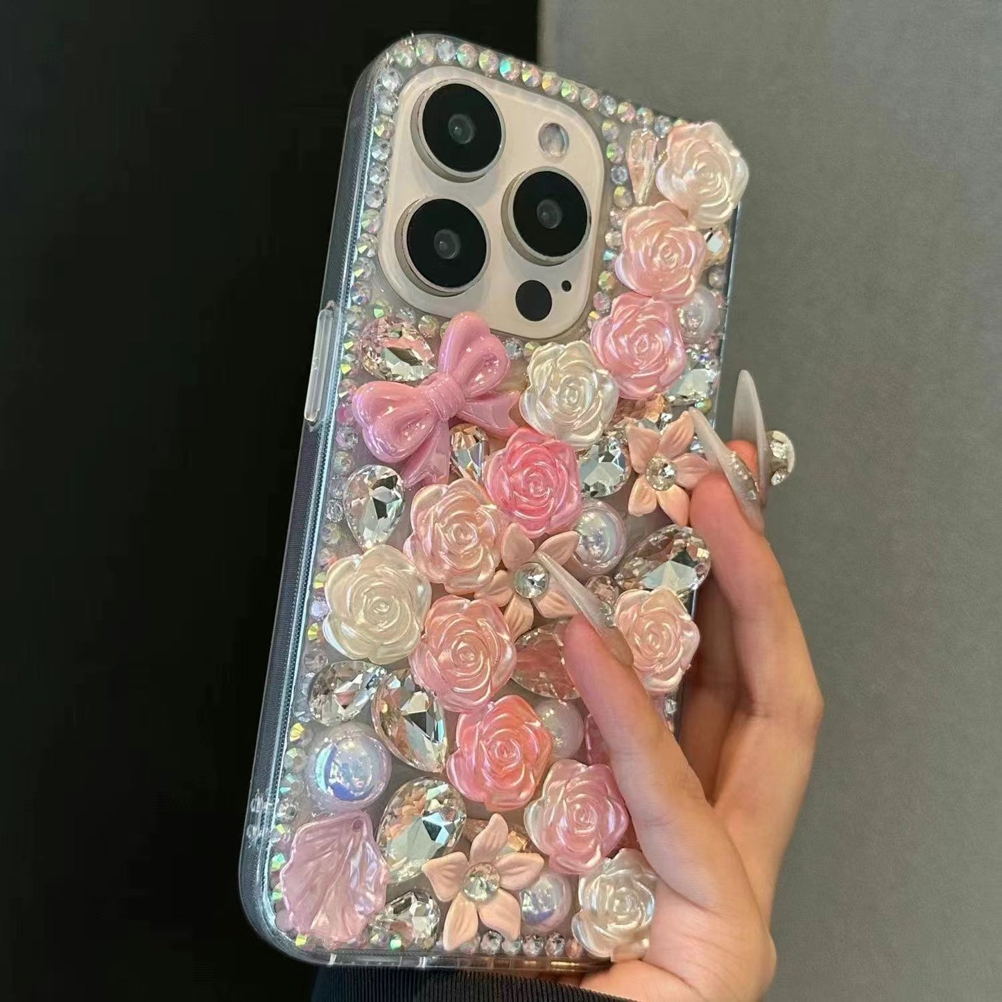 Handmade Rose Pearl Phone Case