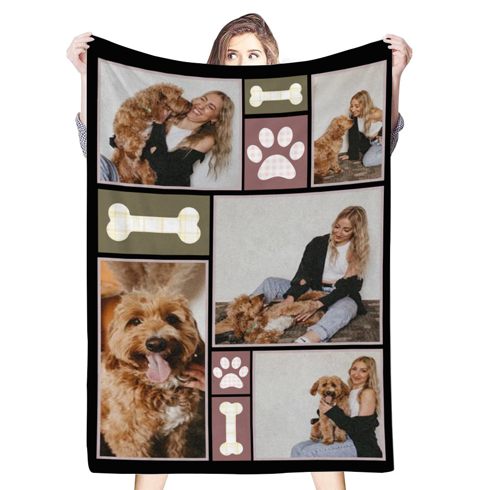 Personalized 5 Photos Fleece Blankets Pet Lover