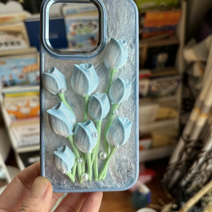 Customized 3D camellia/tulip flower cream glue phone case