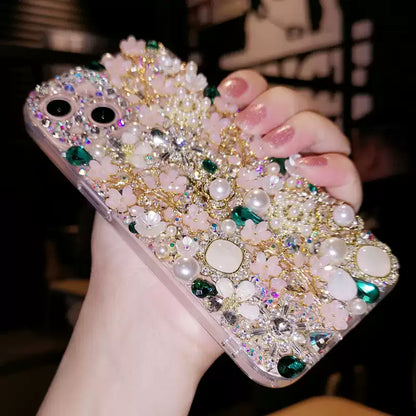 Czech rhinestone bead flower mobile phone case