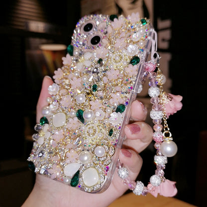 Czech rhinestone bead flower mobile phone case