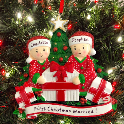 Personalised Family Christmas Ornament for couples and families with 1,2, 3, 4 kids.