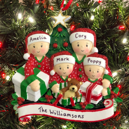 Personalised Family Christmas Ornament for couples and families with 1,2, 3, 4 kids.