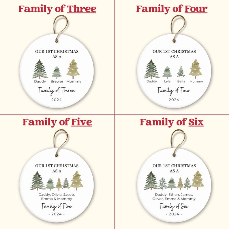 Family of Three Christmas Ornament - Family of 3-6 Family Ornament