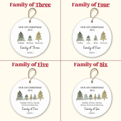 Family of Three Christmas Ornament - Family of 3-6 Family Ornament