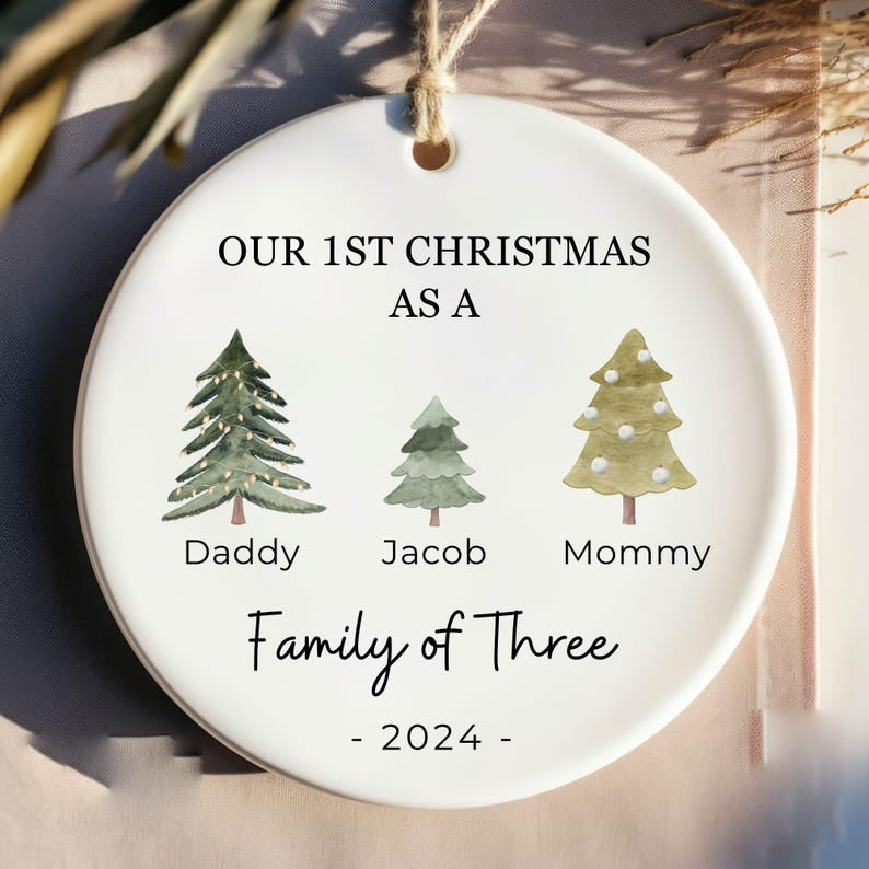 Family of Three Christmas Ornament - Family of 3-6 Family Ornament