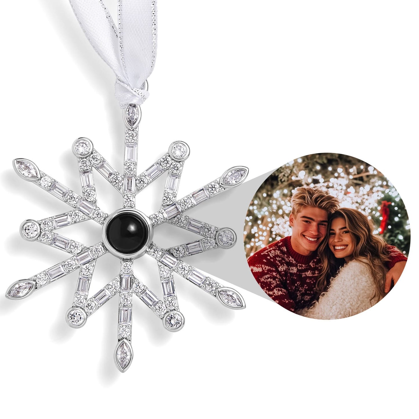 Personalized Nordic Snowflake Photo Ornament