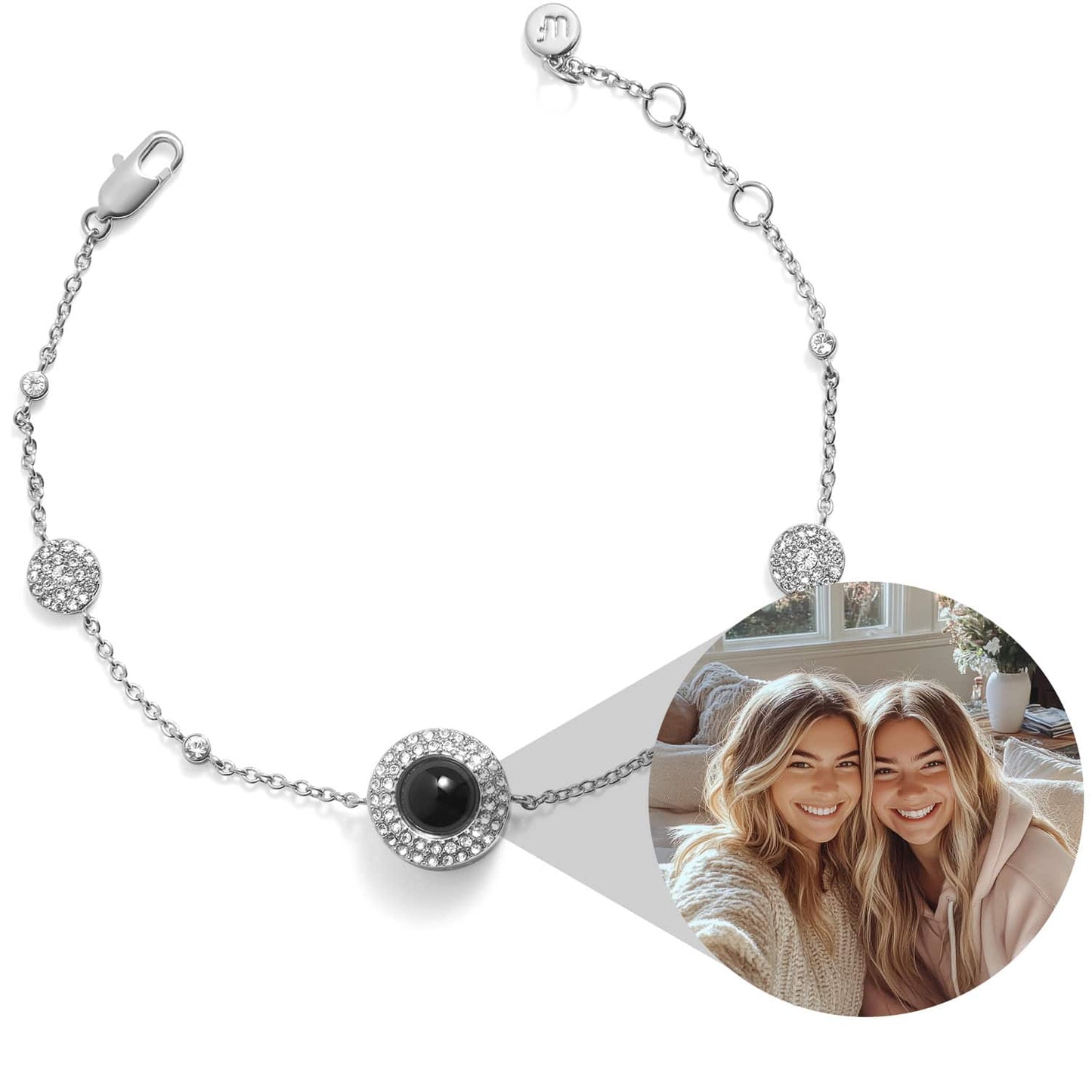 Personalized Pavé Circle Photo Station Bracelet