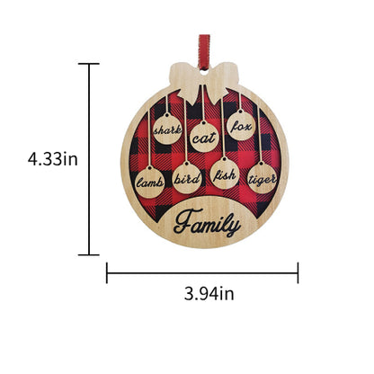 Christmas tree decoration red plaid round hanging plaque wooden pendant