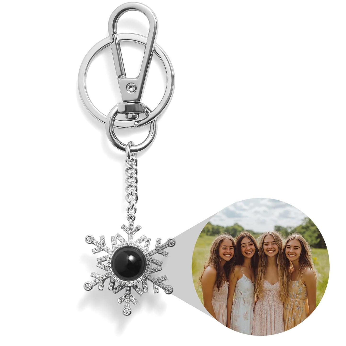 Personalized Snowflake Photo Keychain