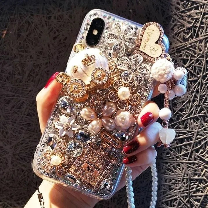 Handmade perfume flower shiny mobile phone case