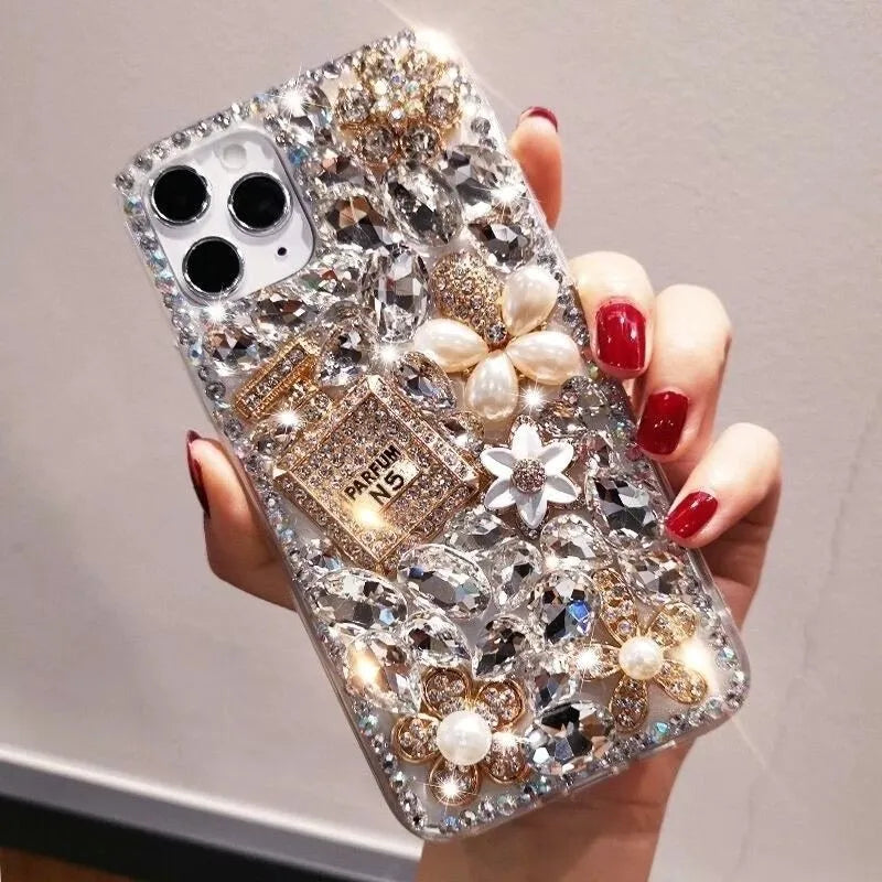 Handmade perfume flower shiny mobile phone case